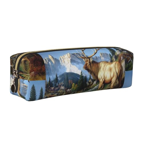 LfearTesa Bleistifttasche, Federmäppchen aus Leder, Schreibwaren-Organizer-Box,Coole Hirschbilder LfearTesa Bleistifttasche, Federmäppchen aus Leder, Schreibwaren-Organizer-Box,Coole Hirschbilder von LfearTesa