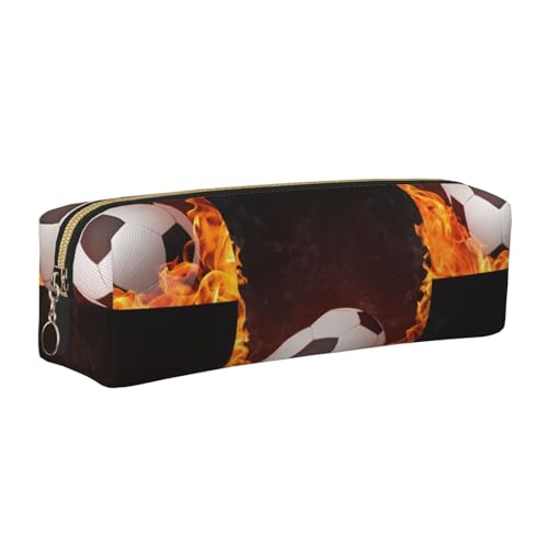 LfearTesa Bleistifttasche, Federmäppchen aus Leder, Schreibwaren-Organizer-Box,Fußball im Feuer LfearTesa Bleistifttasche, Federmäppchen aus Leder, Schreibwaren-Organizer-Box,Fußball im Feuer von LfearTesa