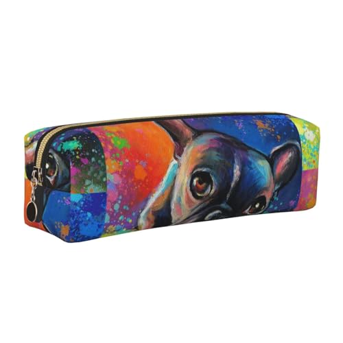 LfearTesa Bleistifttasche, Federmäppchen aus Leder, Schreibwaren-Organizer-Box,Gemälde Einer französischen Bulldogge LfearTesa Bleistifttasche, Federmäppchen aus Leder, Schreibwaren-Organizer-Box,Gemälde Einer französischen Bulldogge von LfearTesa