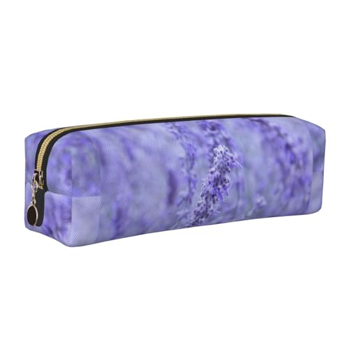 LfearTesa Bleistifttasche, Federmäppchen aus Leder, Schreibwaren-Organizer-Box,Lavendelfarbene Blumen von LfearTesa