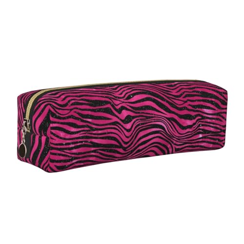 LfearTesa Bleistifttasche, Federmäppchen aus Leder, Schreibwaren-Organizer-Box,Leuchtend rosa und schwarzer Animal-Print LfearTesa Bleistifttasche, Federmäppchen aus Leder, Schreibwaren-Organizer-Box,Leuchtend rosa und schwarzer Animal-Print von LfearTesa
