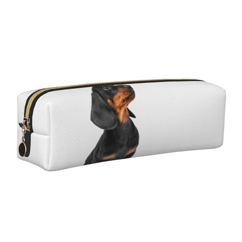 LfearTesa Bleistifttasche, Federmäppchen aus Leder, Schreibwaren-Organizer-Box,Niedlicher Dackelwelpe sitzt LfearTesa Bleistifttasche, Federmäppchen aus Leder, Schreibwaren-Organizer-Box,Niedlicher Dackelwelpe sitzt von LfearTesa