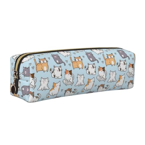 LfearTesa Bleistifttasche, Federmäppchen aus Leder, Schreibwaren-Organizer-Box,Niedlicher Katzendruck LfearTesa Bleistifttasche, Federmäppchen aus Leder, Schreibwaren-Organizer-Box,Niedlicher Katzendruck von LfearTesa