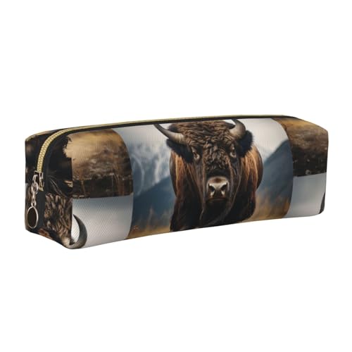 LfearTesa Bleistifttasche, Federmäppchen aus Leder, Schreibwaren-Organizer-Box,Nordamerikanischer Bison von LfearTesa