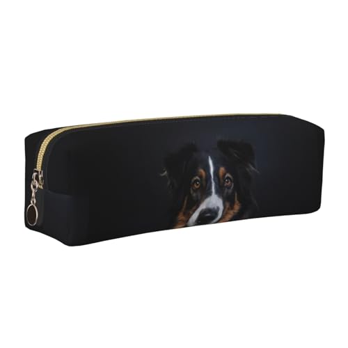 LfearTesa Bleistifttasche, Federmäppchen aus Leder, Schreibwaren-Organizer-Box,Porträt von Border Collie Druck LfearTesa Bleistifttasche, Federmäppchen aus Leder, Schreibwaren-Organizer-Box,Porträt von Border Collie Druck von LfearTesa