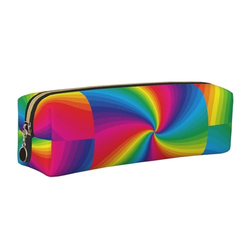 LfearTesa Bleistifttasche, Federmäppchen aus Leder, Schreibwaren-Organizer-Box,Regenbogen Bunte Spirale LfearTesa Bleistifttasche, Federmäppchen aus Leder, Schreibwaren-Organizer-Box,Regenbogen Bunte Spirale von LfearTesa