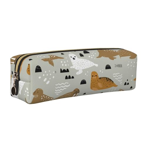 LfearTesa Bleistifttasche, Federmäppchen aus Leder, Schreibwaren-Organizer-Box,Robben- und Walrossmuster LfearTesa Bleistifttasche, Federmäppchen aus Leder, Schreibwaren-Organizer-Box,Robben- und Walrossmuster von LfearTesa