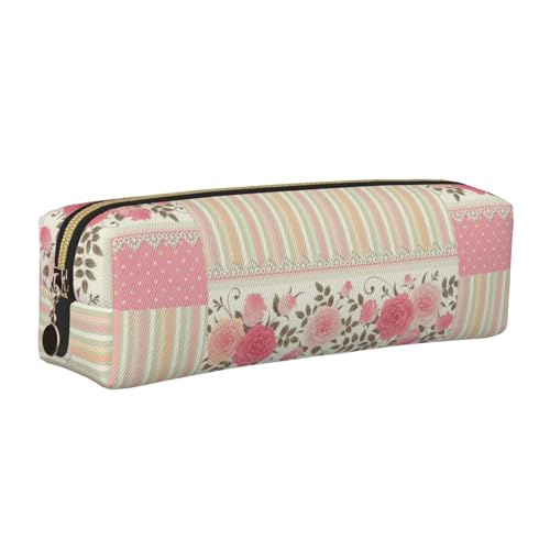 LfearTesa Bleistifttasche, Federmäppchen aus Leder, Schreibwaren-Organizer-Box,Rosa Blumen Tupfen Neutral Gestreift Combo Vintage Shabby Chic Blume Spitze Muster LfearTesa Bleistifttasche, Federmäppchen aus Leder, Schreibwaren-Organizer-Box,Rosa Blumen Tupfen Neutral Gestreift Combo Vintage Shabby Chic Blume Spitze Muster von LfearTesa