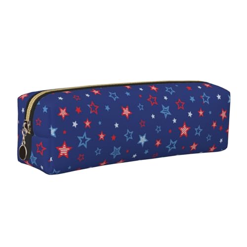 LfearTesa Bleistifttasche, Federmäppchen aus Leder, Schreibwaren-Organizer-Box,Rote Blaue Sterne LfearTesa Bleistifttasche, Federmäppchen aus Leder, Schreibwaren-Organizer-Box,Rote Blaue Sterne von LfearTesa