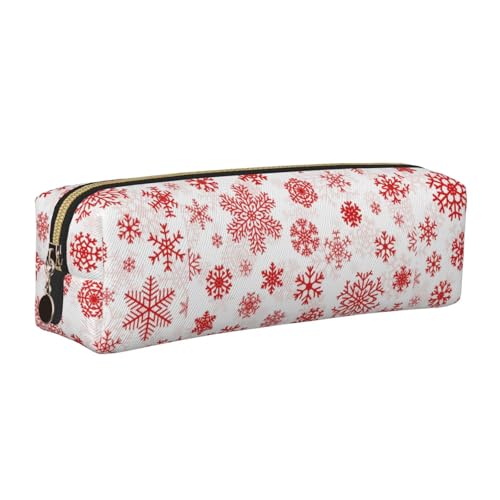 LfearTesa Bleistifttasche, Federmäppchen aus Leder, Schreibwaren-Organizer-Box,Rote Schneeflocke Weiße Weihnachten LfearTesa Bleistifttasche, Federmäppchen aus Leder, Schreibwaren-Organizer-Box,Rote Schneeflocke Weiße Weihnachten von LfearTesa