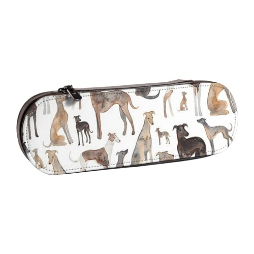 LfearTesa Hartschalen-Federmäppchen, Schreibwaren-Organizer, Federmäppchen und Kosmetiktasche aus Leder, Windhunde, Wippets und Lurcher-Hunde von LfearTesa