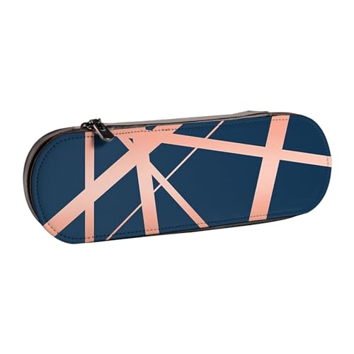 LfearTesa Hartschalen-Federmäppchen, Schreibwaren-Organizer, Federmäppchen und Make-up-Tasche aus Leder, Marineblau und Kupfer, Luxe von LfearTesa