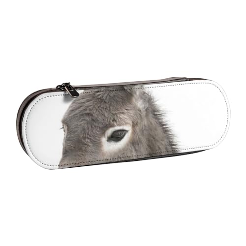 LfearTesa Hartschalen-Federmäppchen, Schreibwaren-Organizer, Leder, Federmäppchen und Make-up-Tasche, Baby-Esel von LfearTesa