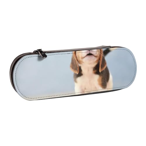 LfearTesa Hartschalen-Federmäppchen, Schreibwaren-Organizer, Leder, Federmäppchen und Make-up-Tasche, Beagle-Welpe von LfearTesa
