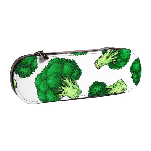 LfearTesa Hartschalen-Federmäppchen, Schreibwaren-Organizer, Leder, Federmäppchen und Make-up-Tasche, Brokkoli von LfearTesa