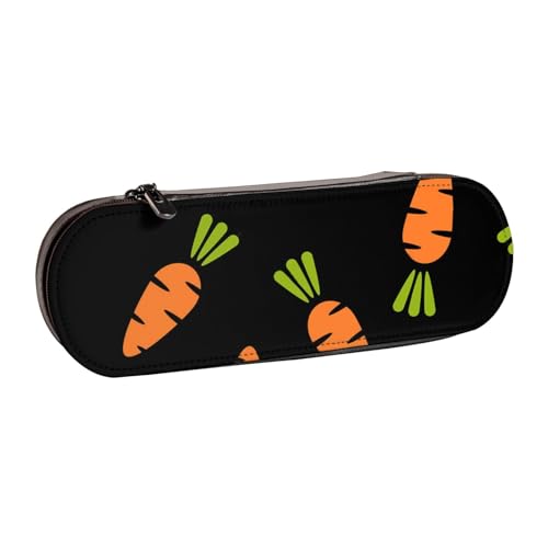 LfearTesa Hartschalen-Federmäppchen, Schreibwaren-Organizer, Leder, Federmäppchen und Make-up-Tasche, Cartoon-Karotte von LfearTesa