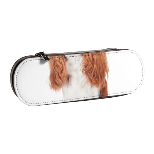 LfearTesa Hartschalen-Federmäppchen, Schreibwaren-Organizer, Leder, Federmäppchen und Make-up-Tasche, Cavalier King Charles Spaniel von LfearTesa