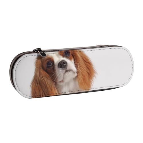 LfearTesa Hartschalen-Federmäppchen, Schreibwaren-Organizer, Leder, Federmäppchen und Make-up-Tasche, Cavalier King Charles Spaniel von LfearTesa