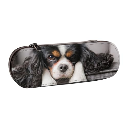 LfearTesa Hartschalen-Federmäppchen, Schreibwaren-Organizer, Leder, Federmäppchen und Make-up-Tasche, Cavalier King Charles Spaniel von LfearTesa