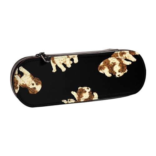 LfearTesa Hartschalen-Federmäppchen, Schreibwaren-Organizer, Leder, Federmäppchen und Make-up-Tasche, Cavalier Puppy von LfearTesa