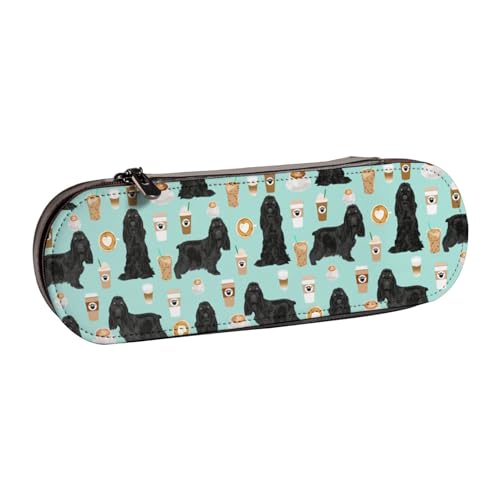 LfearTesa Hartschalen-Federmäppchen, Schreibwaren-Organizer, Leder, Federmäppchen und Make-up-Tasche, Cocker Spaniel von LfearTesa