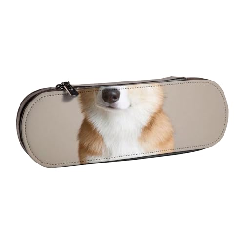 LfearTesa Hartschalen-Federmäppchen, Schreibwaren-Organizer, Leder, Federmäppchen und Make-up-Tasche, Corgi von LfearTesa