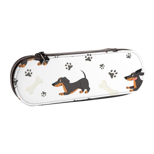 LfearTesa Hartschalen-Federmäppchen, Schreibwaren-Organizer, Leder, Federmäppchen und Make-up-Tasche, Dackelball-Pfotenabdruck von LfearTesa