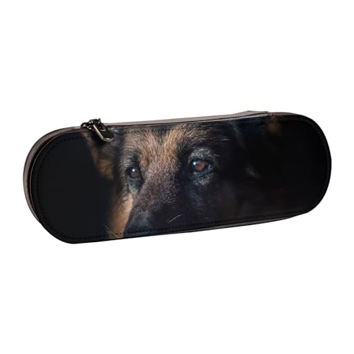 LfearTesa Hartschalen-Federmäppchen, Schreibwaren-Organizer, Leder, Federmäppchen und Make-up-Tasche, Deutscher Schäferhund von LfearTesa
