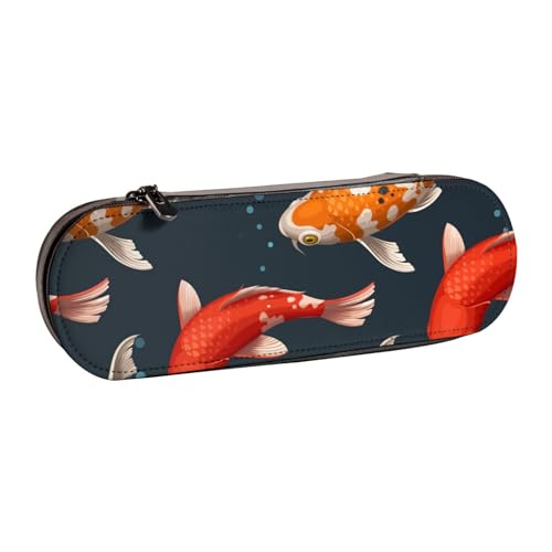LfearTesa Hartschalen-Federmäppchen, Schreibwaren-Organizer, Leder, Federmäppchen und Make-up-Tasche, Fancy Carps von LfearTesa