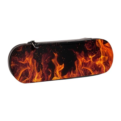 LfearTesa Hartschalen-Federmäppchen, Schreibwaren-Organizer, Leder, Federmäppchen und Make-up-Tasche, Feuermuster von LfearTesa