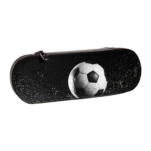 LfearTesa Hartschalen-Federmäppchen, Schreibwaren-Organizer, Leder, Federmäppchen und Make-up-Tasche, Fußballmuster von LfearTesa