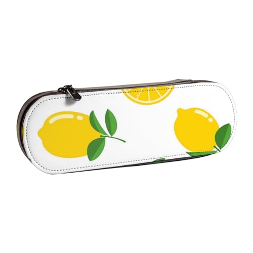 LfearTesa Hartschalen-Federmäppchen, Schreibwaren-Organizer, Leder, Federmäppchen und Make-up-Tasche, Gelbe Zitrone von LfearTesa