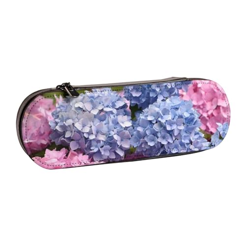 LfearTesa Hartschalen-Federmäppchen, Schreibwaren-Organizer, Leder, Federmäppchen und Make-up-Tasche, Hortensien-Blumenmuster von LfearTesa