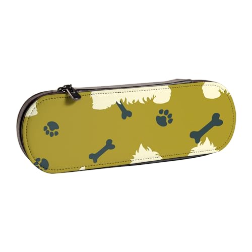 LfearTesa Hartschalen-Federmäppchen, Schreibwaren-Organizer, Leder, Federmäppchen und Make-up-Tasche, Hunde-Silhouette, West Highland Animal West von LfearTesa