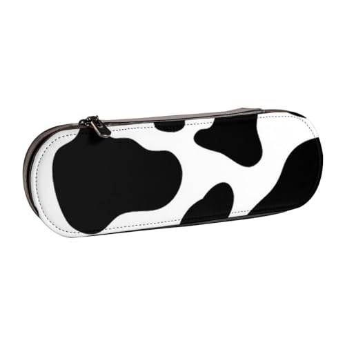 LfearTesa Hartschalen-Federmäppchen, Schreibwaren-Organizer, Leder, Federmäppchen und Make-up-Tasche, Kuhfleck von LfearTesa