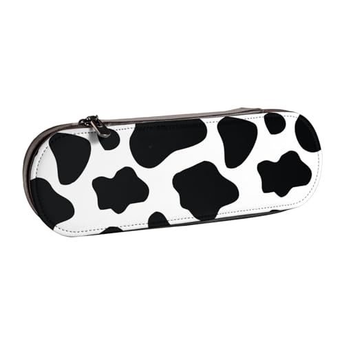 LfearTesa Hartschalen-Federmäppchen, Schreibwaren-Organizer, Leder, Federmäppchen und Make-up-Tasche, Kuhmuster, Tier von LfearTesa