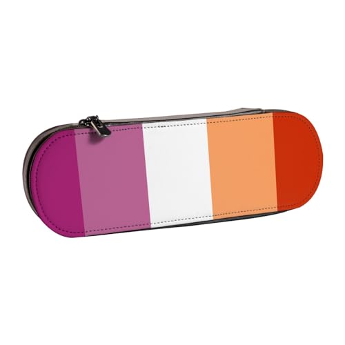 LfearTesa Hartschalen-Federmäppchen, Schreibwaren-Organizer, Leder, Federmäppchen und Make-up-Tasche, LGBT-Flagge von LfearTesa
