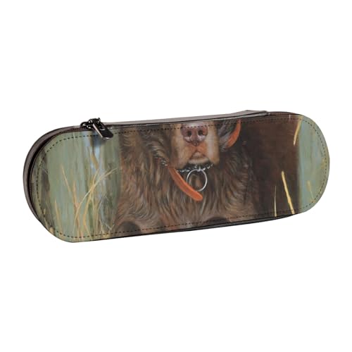 LfearTesa Hartschalen-Federmäppchen, Schreibwaren-Organizer, Leder, Federmäppchen und Make-up-Tasche, Labrador-Hund, Labor, Schokolade von LfearTesa