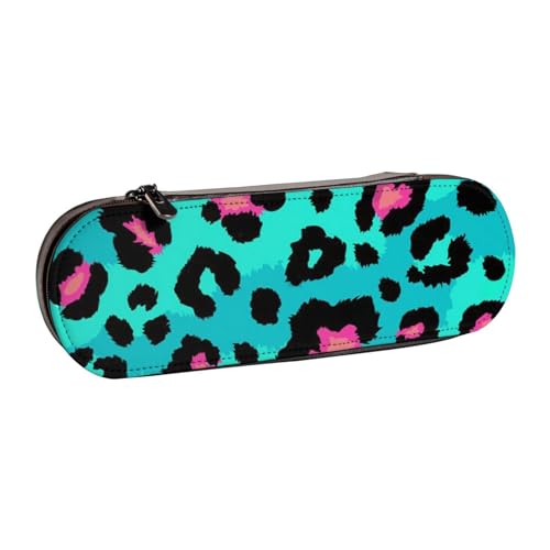 LfearTesa Hartschalen-Federmäppchen, Schreibwaren-Organizer, Leder, Federmäppchen und Make-up-Tasche, Leopard von LfearTesa