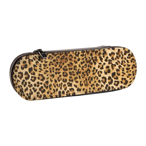 LfearTesa Hartschalen-Federmäppchen, Schreibwaren-Organizer, Leder, Federmäppchen und Make-up-Tasche, Leoparden-Tierdruck von LfearTesa
