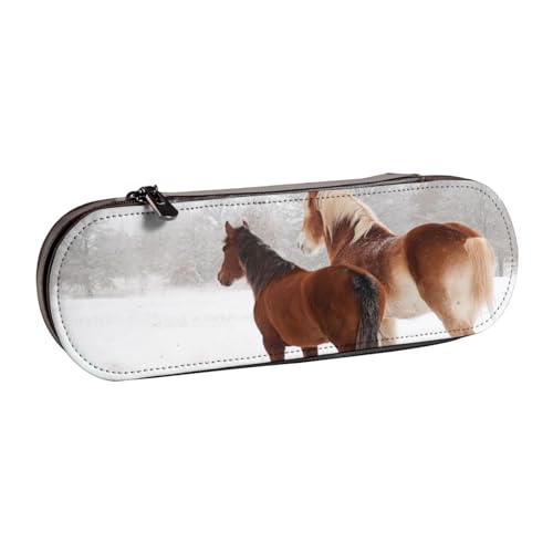 LfearTesa Hartschalen-Federmäppchen, Schreibwaren-Organizer, Leder, Federmäppchen und Make-up-Tasche, Pferd von LfearTesa