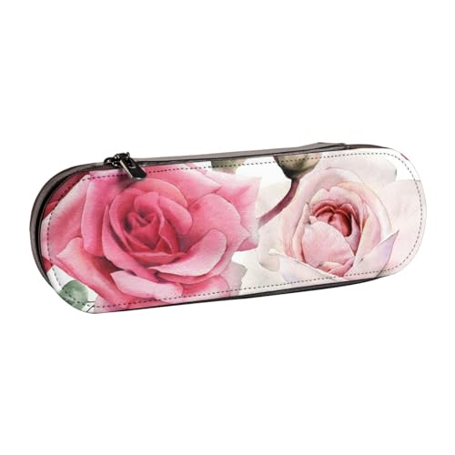 LfearTesa Hartschalen-Federmäppchen, Schreibwaren-Organizer, Leder, Federmäppchen und Make-up-Tasche, Pink Rose von LfearTesa