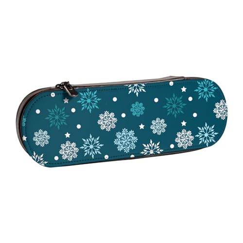 LfearTesa Hartschalen-Federmäppchen, Schreibwaren-Organizer, Leder, Federmäppchen und Make-up-Tasche, Schneeflockenblau von LfearTesa