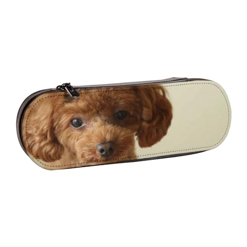 LfearTesa Hartschalen-Federmäppchen, Schreibwaren-Organizer, Leder, Federmäppchen und Make-up-Tasche, Schwarzer Zwergpudel von LfearTesa