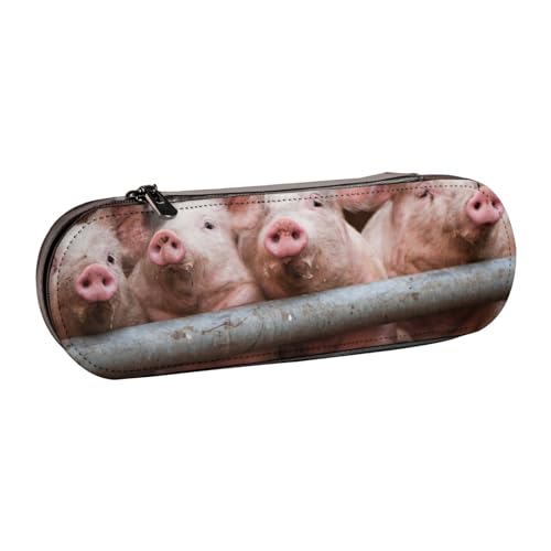 LfearTesa Hartschalen-Federmäppchen, Schreibwaren-Organizer, Leder, Federmäppchen und Make-up-Tasche, Schwein von LfearTesa