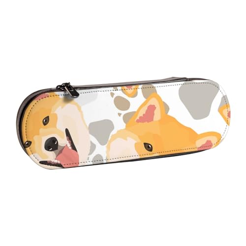 LfearTesa Hartschalen-Federmäppchen, Schreibwaren-Organizer, Leder, Federmäppchen und Make-up-Tasche, Shiba Inu von LfearTesa