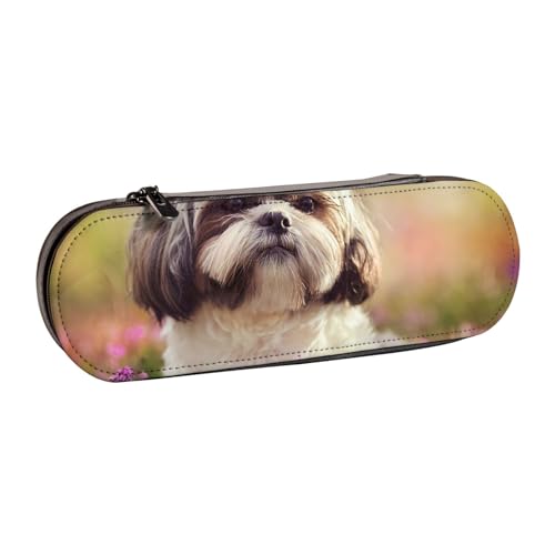 LfearTesa Hartschalen-Federmäppchen, Schreibwaren-Organizer, Leder, Federmäppchen und Make-up-Tasche, Shih Tzu Dog von LfearTesa