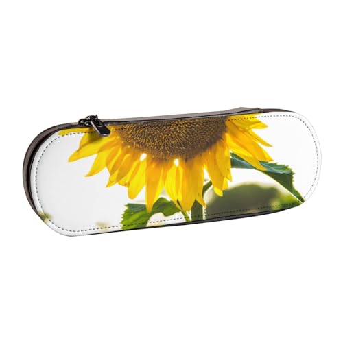 LfearTesa Hartschalen-Federmäppchen, Schreibwaren-Organizer, Leder, Federmäppchen und Make-up-Tasche, Sonnenblume von LfearTesa