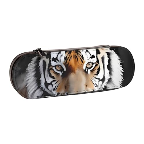 LfearTesa Hartschalen-Federmäppchen, Schreibwaren-Organizer, Leder, Federmäppchen und Make-up-Tasche, Tiger von LfearTesa