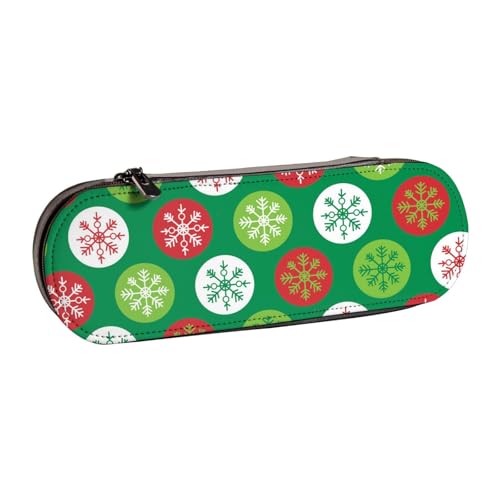 LfearTesa Hartschalen-Federmäppchen, Schreibwaren-Organizer, Leder, Federmäppchen und Make-up-Tasche, Weihnachts-Stechpalmen-Beeren-Muster von LfearTesa